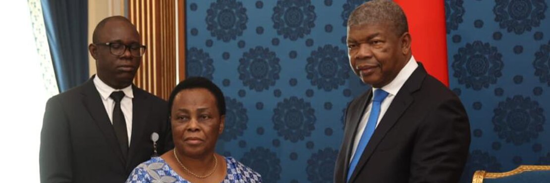 Mme Julienne Lusenge (Présidente du FFC) et le Président de la République de l'Angola son Excellence João Lourenço